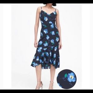 BANANA REPUBLIC Navy Floral Print Midi Sheath Dress Size 4